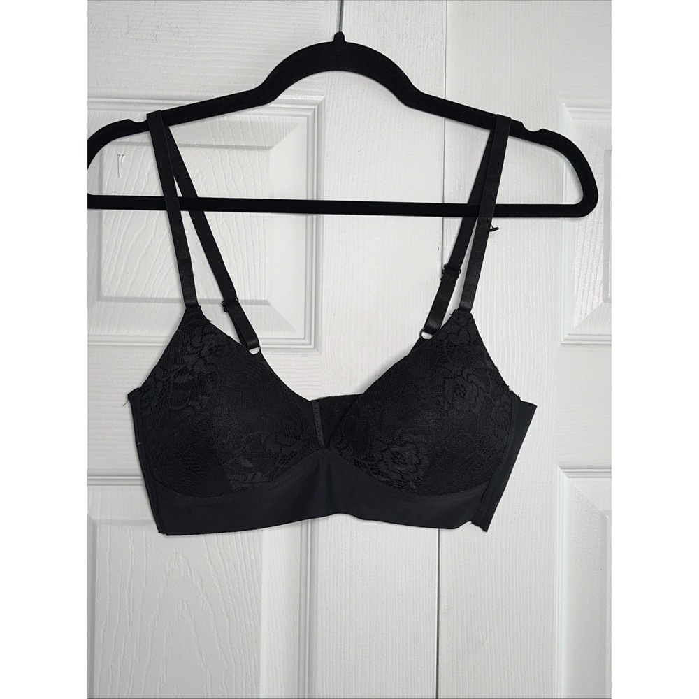 Catherine Malandrino Lace Wireless Bra Womens Size‎ 34C Black Lingerie